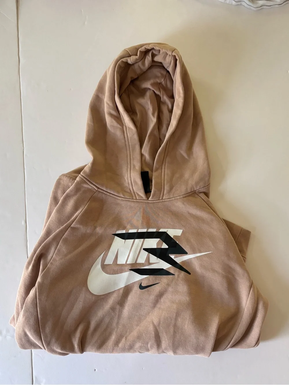 Nike Kids Beige/Tan Hoodie with Logo Graphics